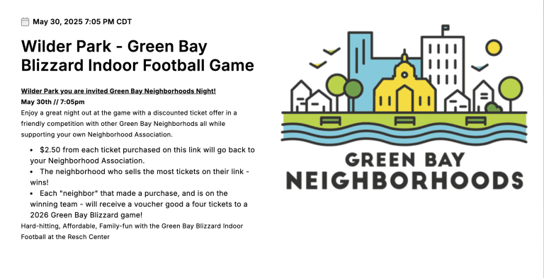 Green Bay Blizzard Wilder Neighborhood Night Promo